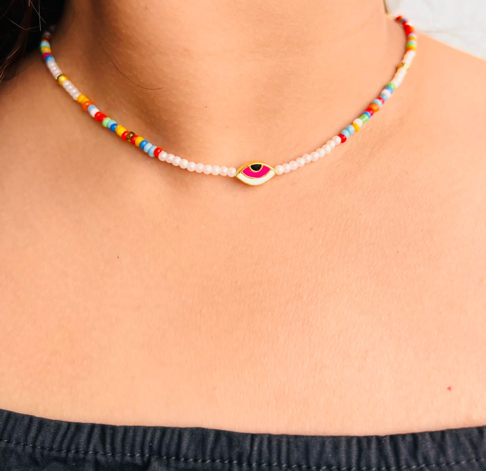 Eye Multi Bead Single Necklace
