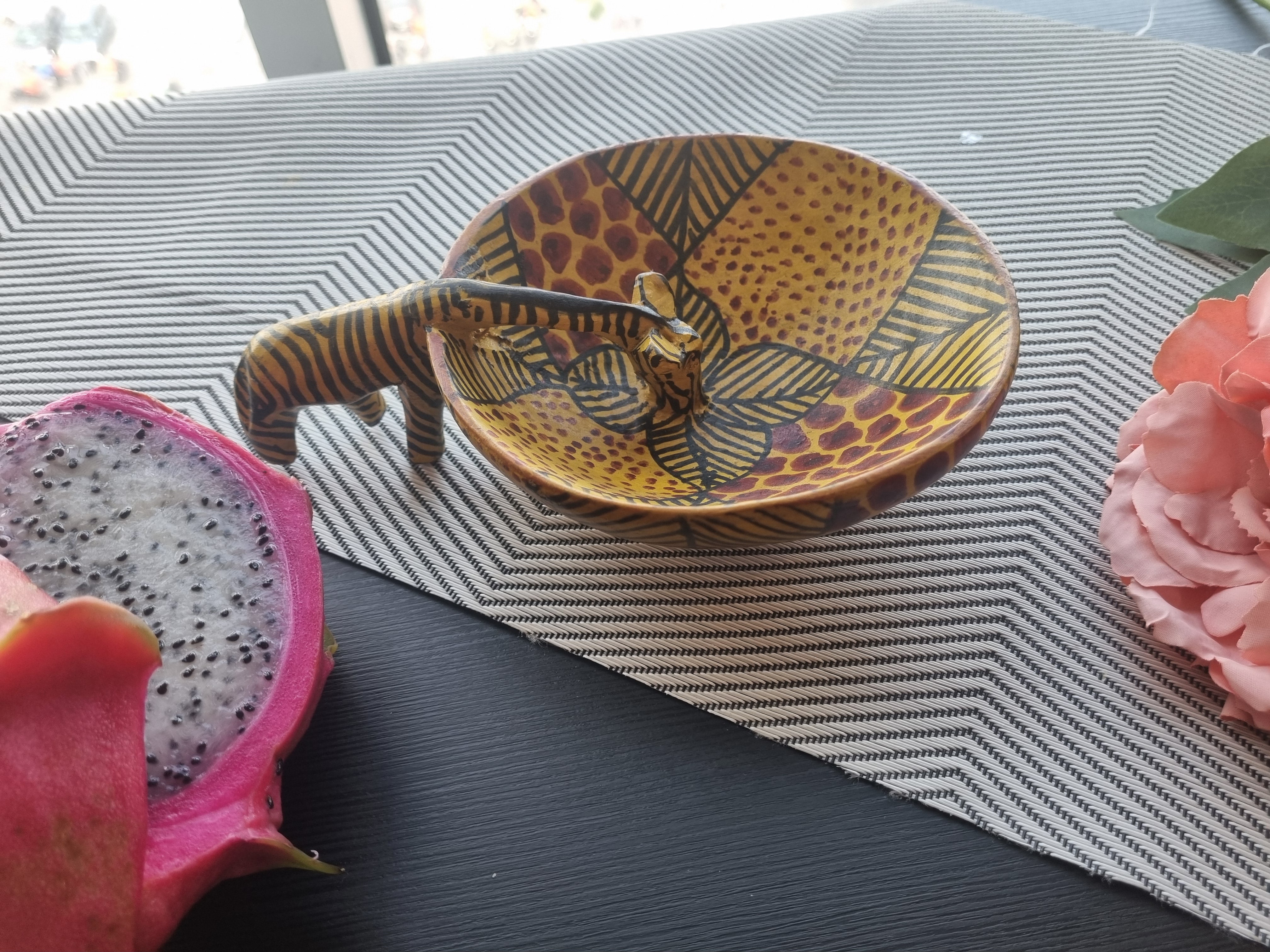 Handcarved Giraffe Bowl